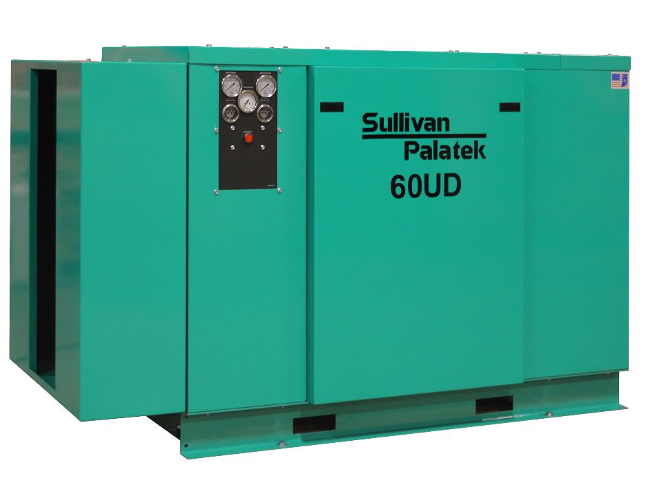 sullivan palatek 60UD 60 HP base mount rotary screw air compressor with optional sound enclosure